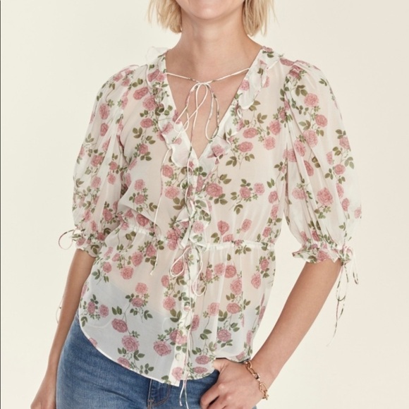 For Love and Lemons Ganache soft rose blouse - Picture 1 of 5